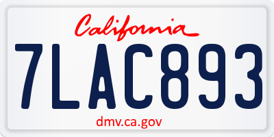 CA license plate 7LAC893