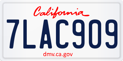 CA license plate 7LAC909