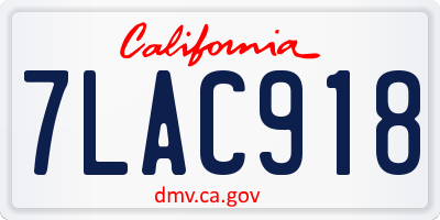 CA license plate 7LAC918