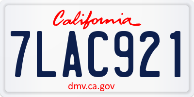 CA license plate 7LAC921