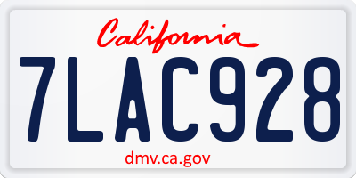 CA license plate 7LAC928