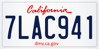 CA license plate 7LAC941