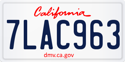 CA license plate 7LAC963