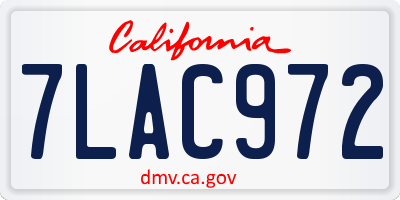 CA license plate 7LAC972