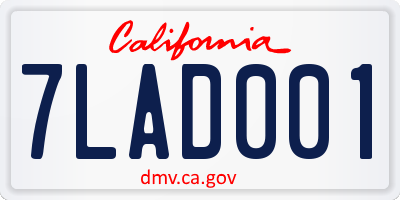 CA license plate 7LAD001