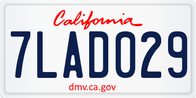 CA license plate 7LAD029