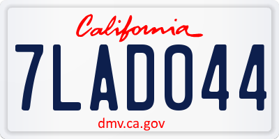 CA license plate 7LAD044