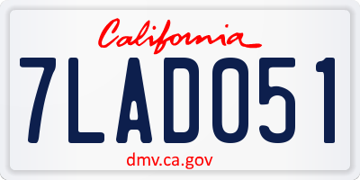 CA license plate 7LAD051