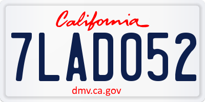 CA license plate 7LAD052