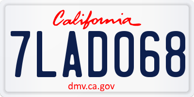 CA license plate 7LAD068