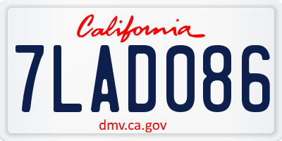 CA license plate 7LAD086