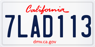 CA license plate 7LAD113