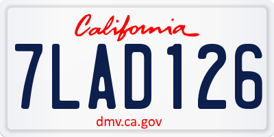 CA license plate 7LAD126