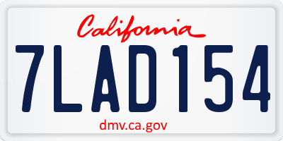 CA license plate 7LAD154