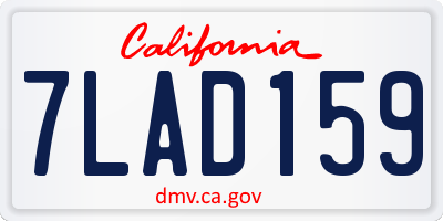 CA license plate 7LAD159