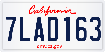 CA license plate 7LAD163