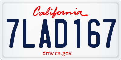 CA license plate 7LAD167