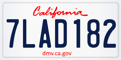 CA license plate 7LAD182