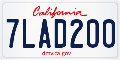 CA license plate 7LAD200