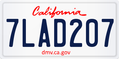CA license plate 7LAD207