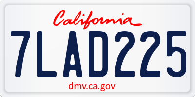 CA license plate 7LAD225