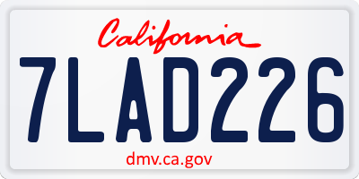 CA license plate 7LAD226