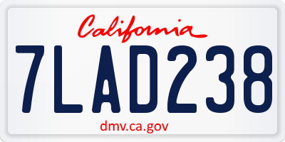 CA license plate 7LAD238