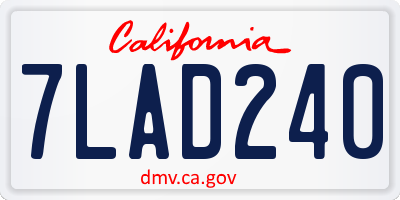 CA license plate 7LAD240