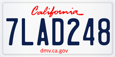 CA license plate 7LAD248
