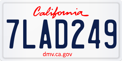 CA license plate 7LAD249