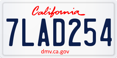 CA license plate 7LAD254