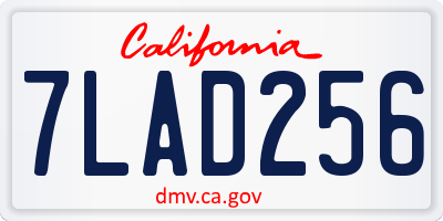 CA license plate 7LAD256