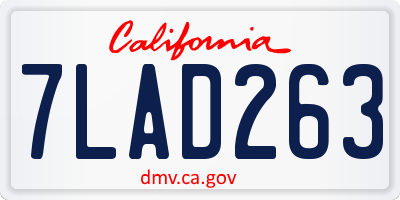CA license plate 7LAD263