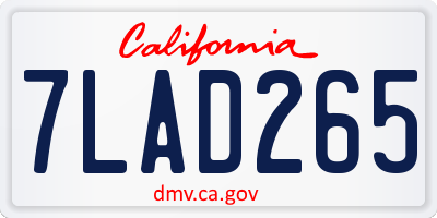 CA license plate 7LAD265