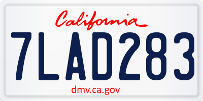 CA license plate 7LAD283