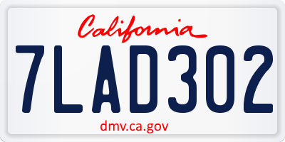 CA license plate 7LAD302