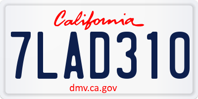 CA license plate 7LAD310