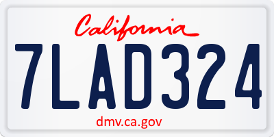 CA license plate 7LAD324