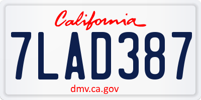 CA license plate 7LAD387