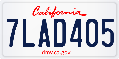 CA license plate 7LAD405