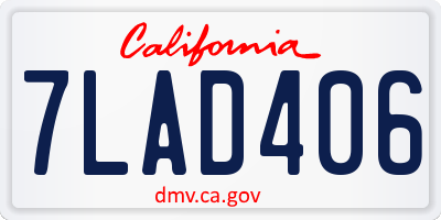 CA license plate 7LAD406