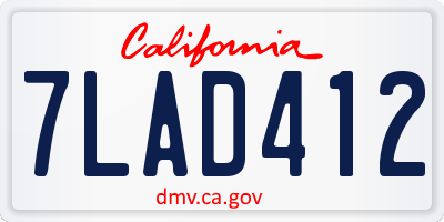 CA license plate 7LAD412