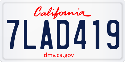 CA license plate 7LAD419