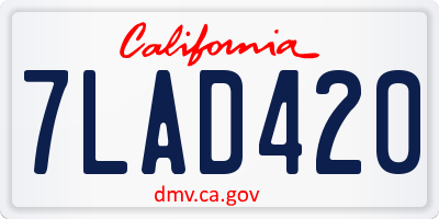 CA license plate 7LAD420