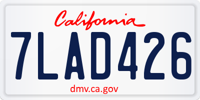 CA license plate 7LAD426