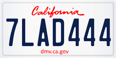 CA license plate 7LAD444