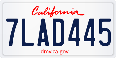 CA license plate 7LAD445