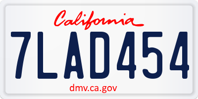 CA license plate 7LAD454