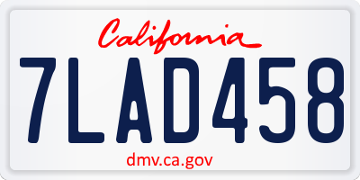 CA license plate 7LAD458