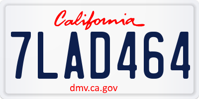 CA license plate 7LAD464